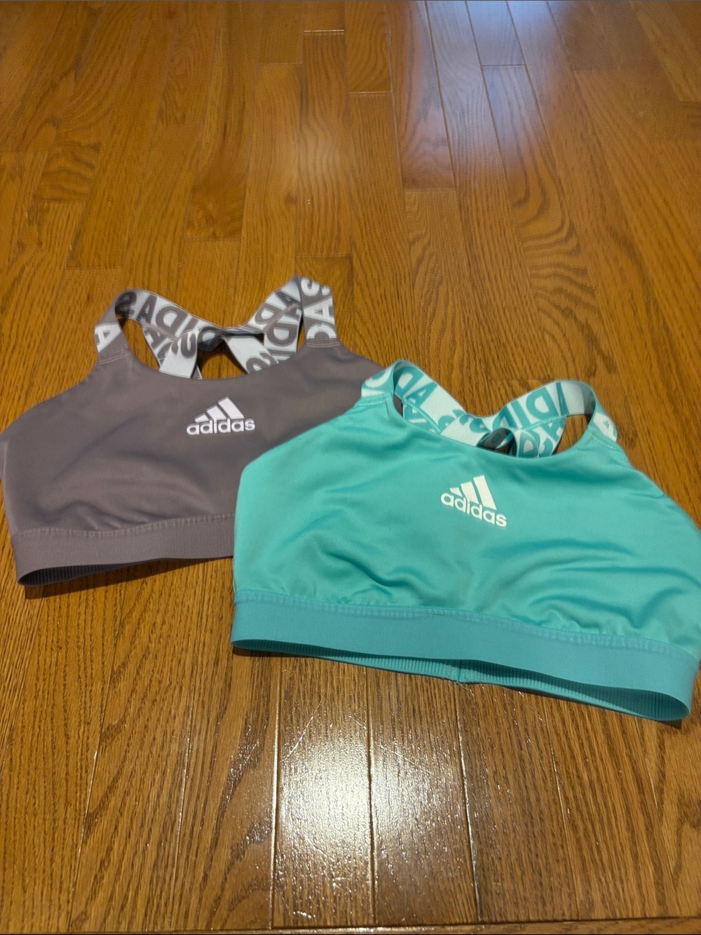 2 adidas Women's Athletic Sports Bra Set - Teal & Purple